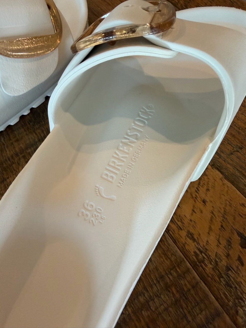 Birkenstock White EVA Madrid Sandals with Rose Gold Buckles - Picture 9 of 10